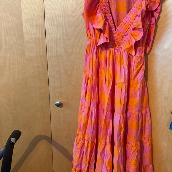 Vibrant Pink and Orange Maxi Dress - Picture 1 of 5
